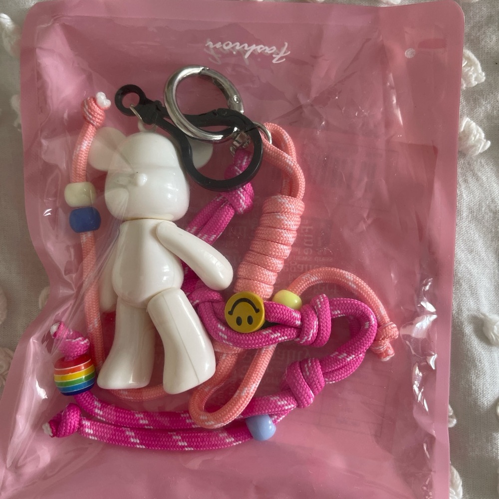 Pink and White Keychain Set